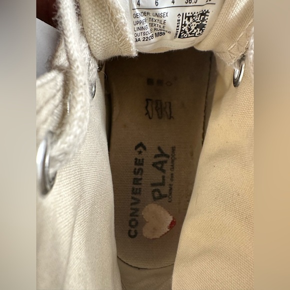 Comme des Garçons PLAY x Converse Chuck 70 High Tops Women’s US 6 Red Sole - Picture 10 of 10